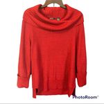 Verve Ami  Red Glitter Long Sleeve Oversized Cowl Neck Sweater Size L Photo 0