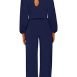 Navy blue dressy style jumpsuit new never worn , has some stretch in it size s, Photo 1