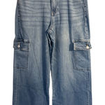 American Eagle  Womens Cargo Jeans Medium Wash Stretch Wide Leg Size 10 Regular Photo 0