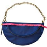 Chico's  Royal Blue Half Moon Bag‎ Gold Chain Strap Trendy Shoulder Bag Purse Photo 3