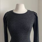 Know One Cares Metallic Bodycon Dress Womens Sz Medium Black Silver Long Sleeve Photo 2