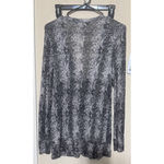 French Laundry NWT  Black snakeskin print Cardigan Sweater button front long sz L Photo 3