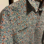 Lands' End Lands’ End Women’s Floral Cotton/Linen Blend Half Button Down Long Sleeve Size M Photo 3
