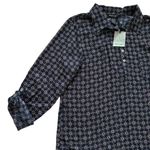 About A Girl Blue Lavender Floral Button Tab Sleeve Blouse Top Size XL NEW Photo 8