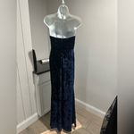 Lulus Classy Sensation Navy Velvet Pleated Strapless Maxi NWOT Sold Out On Line Blue Photo 1