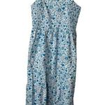 Draper James  Blue Floral Smocked Ruffle Strap Dress Photo 0