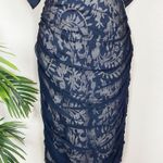 Tadashi Shoji blue embroidered mesh cascade dress Photo 3