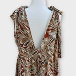 House of Harlow Linen Blend Tropical Print Dress Brown Size L Photo 6