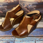 Michael Kors Leather Brown Wedge Sandals Photo 0