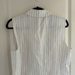 Lafayette 148  White Pinstripe Sleeveless Linen Blazer | M Photo 5