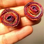 Orange paper swirl post earrings Photo 0