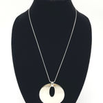 New Directions Silver Tone Modern Circle Pendant Long Necklace Minimal Timeless Photo 0