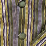 Vintage Jill Houser Green White Striped Trench Coat Size M Photo 5