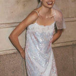 BHLDN NEW  Audrey Adele Sequin Mini Shift Dress Beaded Sequin Bridal‎ Large Photo 0