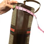 Vintage 70s Canvas Stripe Satchel Crossbody Bag Brown Tan Top Handle speedy Photo 3