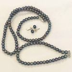 Sterling Silver Peacock Cultured Pearl Jewelry Set Photo 4