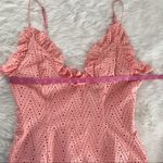 C/MEO COLLECTIVE  Eyelet Mini Dress Spaghetti Strap Cotton Ruffle Peach Large New Photo 13