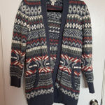 L.L. Bean Women's Cardigan Sweater Medium VTG Blue Gray Green Button Up Photo 0