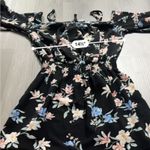 H&M  Divided Black Multicolor Floral Cold Shoulder Long Bell Sleeve Mini Dress‎ 4 Photo 5