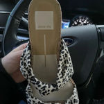Dolce Vita Naji Knotted Cork Wedge Mule Leopard Satin Tan Size 8.5 Photo 4