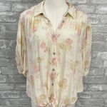 Free People  Celia Floral Button-Down Shirt in Cream and Pink Photo 0