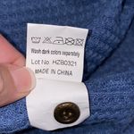 MIHOLL XXL short sleeve blue waffle knit v neck button down tie front loose knot Photo 9