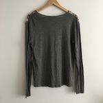 ZARA Abstract Print V Neck Knit Top Rayon Womens Size M Gray Photo 2
