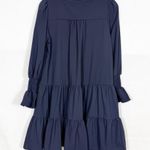 Pomander Place X Tuckernuck Navy Blue Crepe Kenzo Dress Tiered Ruffle Coastal Size M Photo 3