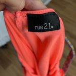 Rue 21 Neon Coral Crop Top Flowy Tank Embroidered Aztec Straps Womens Medium  New Photo 6