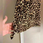 Chico's  tunic top‎ leopard print crewneck tie front slouchy. Large Photo 2