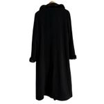 Ellen Tracy Black Faux Fur Trim Wool Blend Long Winter Coat Size 14 Photo 7