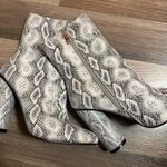 Snakeskin Patterned Ankle Boots NWOT Gray Size 5.5 Photo 0