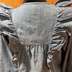 J.Crew ‎ Denim Chambray Ruffled Long Sleeve Popover Cotton Blouse Blue Size 4 Photo 13
