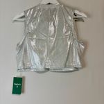 Halara  Women’s Shiny Metallic Sleeveless Mockneck Crop Top Silver Size Large NWT Photo 8