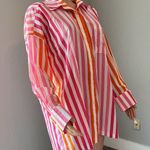 Beach Riot  Womens Sz L/XL  Top Pink Orange Stripe Swim Cover Up Button Up #148 Photo 2
