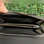 Coach  Metallic Leather Accordion Zip Wallet in a metallic graphite Photo 3