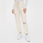 Gap New Off White Boyfriend High Rise Drawcord Distressed Jeans Size 10/30 Photo 9