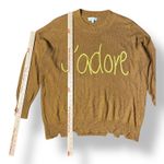 Gilli Ribbed Embroidered Jadore Crewneck Sweater Womens Size S Brown Photo 2