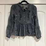 Anthropologie Dolan Lauren Embroidered Edwardian Blouse Blue Gray Boho xs Photo 1