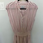 Rails || Angelina Linen Blend Smocked Mini Dress Rose Stripe Pink White Medium Photo 6