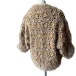Talk Of The Walk Chunky Knit Crochet Inset Open Front Sweater Cardigan, Sz M Gold Size M Photo 3
