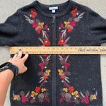 Vintage 90s Croft and Barrow Moody Fall Leaves Floral Cardigan Sweater MEDIUM Black Photo 6