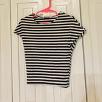 ZARA  Size Small Navy and White striped top Photo 0
