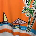 Talbots  Beach Sweater Sz XL Orange Cotton Tropical Nautical Palm Tree Summer‎ Photo 1