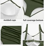 Aqoueve Tummy Control Cutout One Piece Swimsuit-Army Green. Photo 3