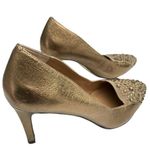 J.Renee High Heel Shoes w/ Rhinestones On Pointy Toe. Tan And Bronzish Gold 7.5N Size 7.5 Photo 4