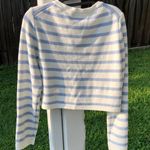 Jessica Simpson NWT L  Blue Striped Cardigan w/Gold Pearl Buttons L Photo 5