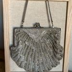 Anthropologie Vintage Gaston silver-tone beaded clam shell evening mini bag Photo 0