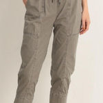 James Perse  Utility Pant Large Green Cropped Drawstring Waist Casual Relaxed Fit Photo 0