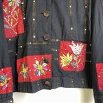 Sandy Starkman Jacket Sz XL Womens Black Embroidered Floral Mirror Embellished Photo 3